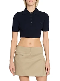 AC Rib-Knit Cropped Polo T-Shirt