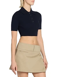 AC Rib-Knit Cropped Polo T-Shirt