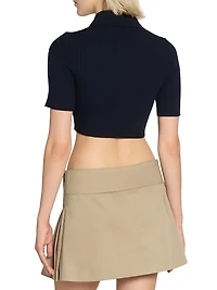 AC Rib-Knit Cropped Polo T-Shirt