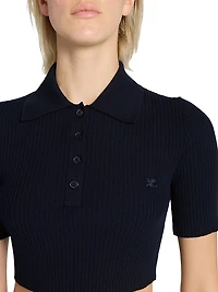 AC Rib-Knit Cropped Polo T-Shirt