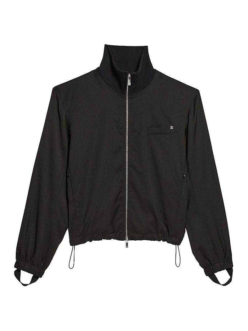 Virgin Wool Zip-Up Bomber Jacket