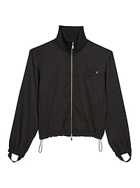 Virgin Wool Zip-Up Bomber Jacket