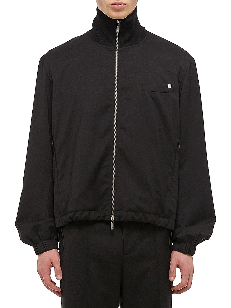 Virgin Wool Zip-Up Bomber Jacket