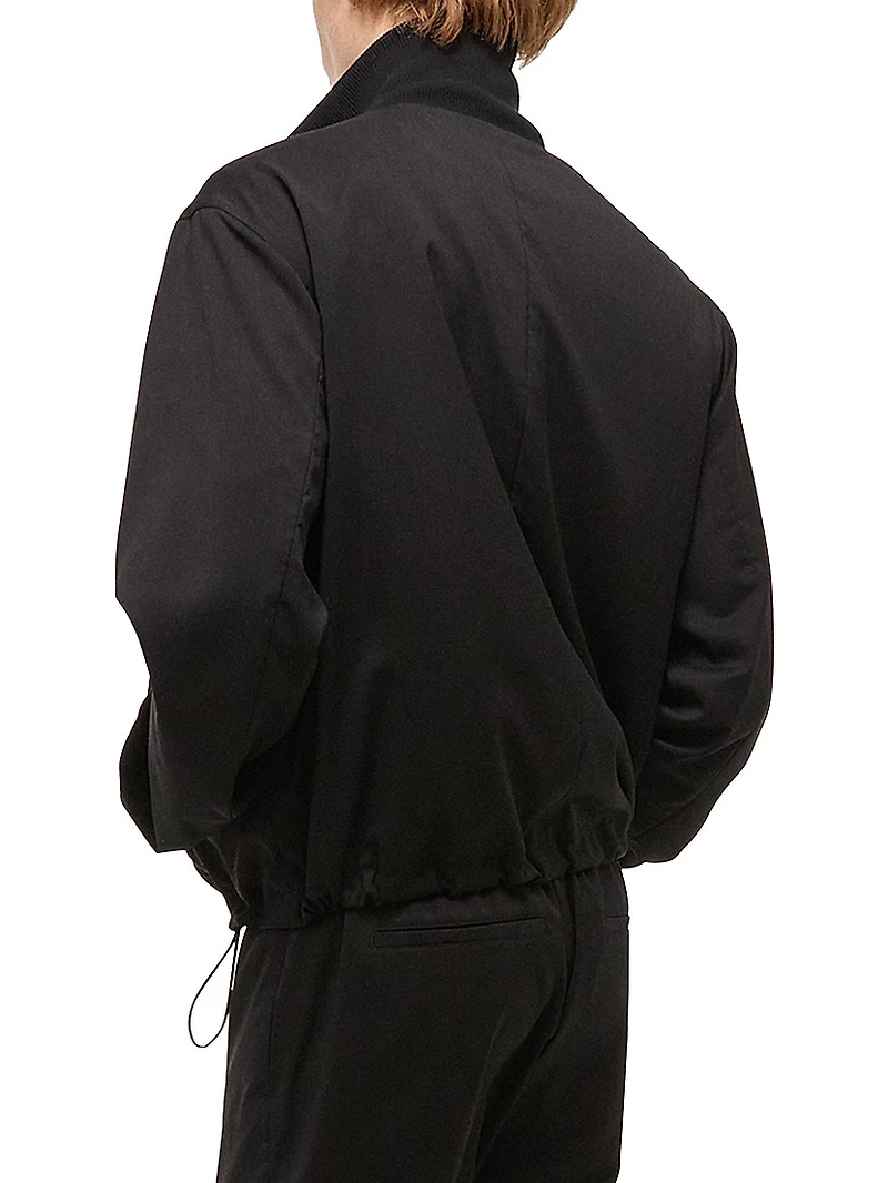 Virgin Wool Zip-Up Bomber Jacket