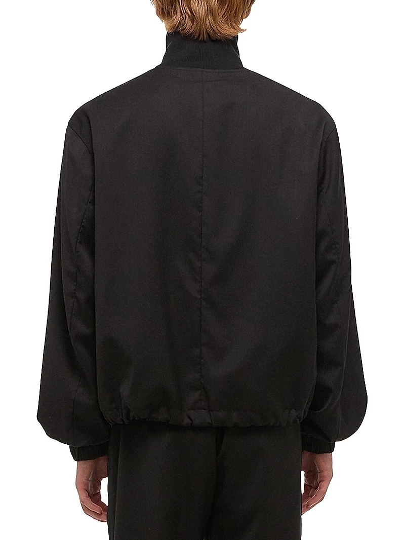 Virgin Wool Zip-Up Bomber Jacket