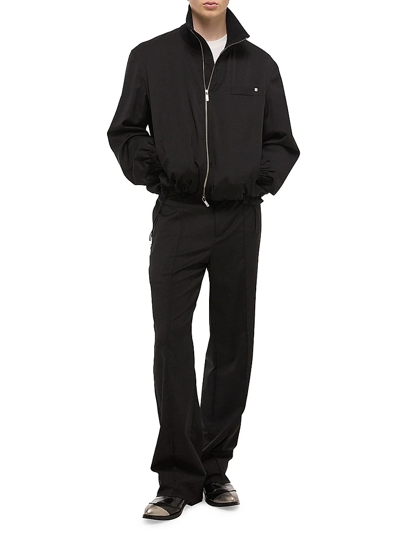 Virgin Wool Zip-Up Bomber Jacket