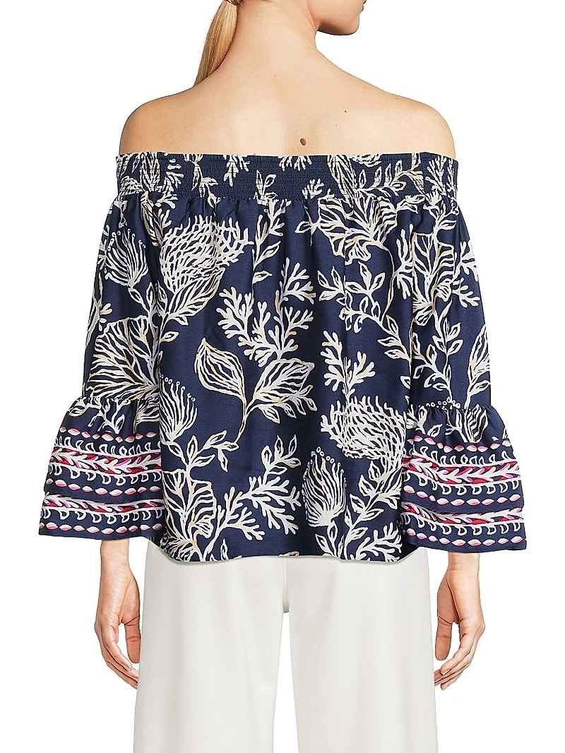 Kaori Printed Off-the-Shoulder Top
