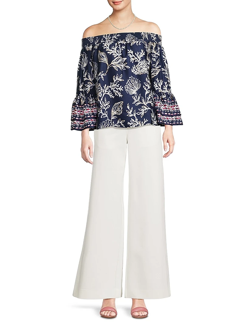 Kaori Printed Off-the-Shoulder Top