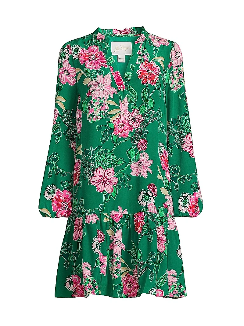 Evaline Floral Silk Dress