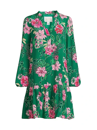 Evaline Floral Silk Dress
