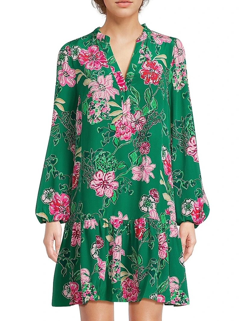Evaline Floral Silk Dress