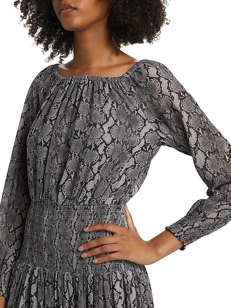 Boatneck Smocked Maxi Dress