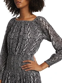 Boatneck Smocked Maxi Dress