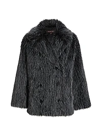 Unisex Faux-Fur Double-Breasted Peacoat