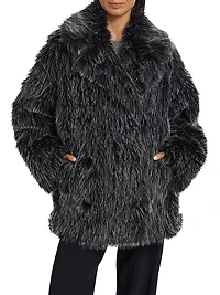 Unisex Faux-Fur Double-Breasted Peacoat