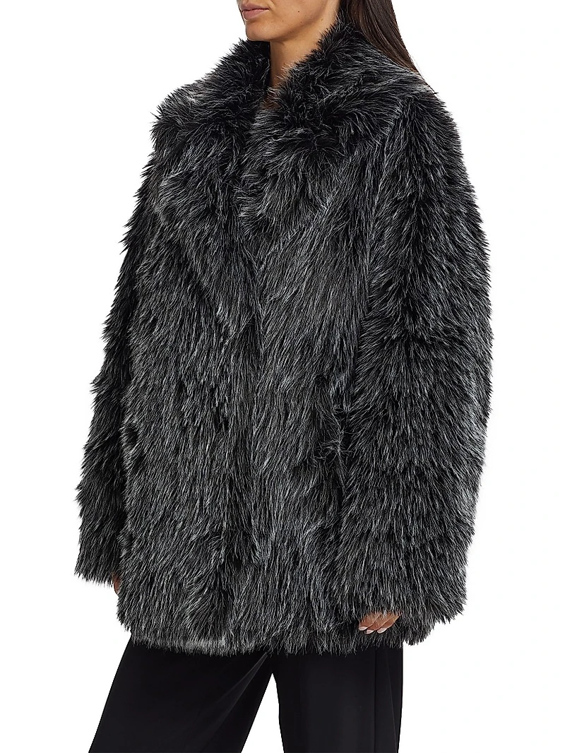 Unisex Faux-Fur Double-Breasted Peacoat