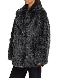 Unisex Faux-Fur Double-Breasted Peacoat