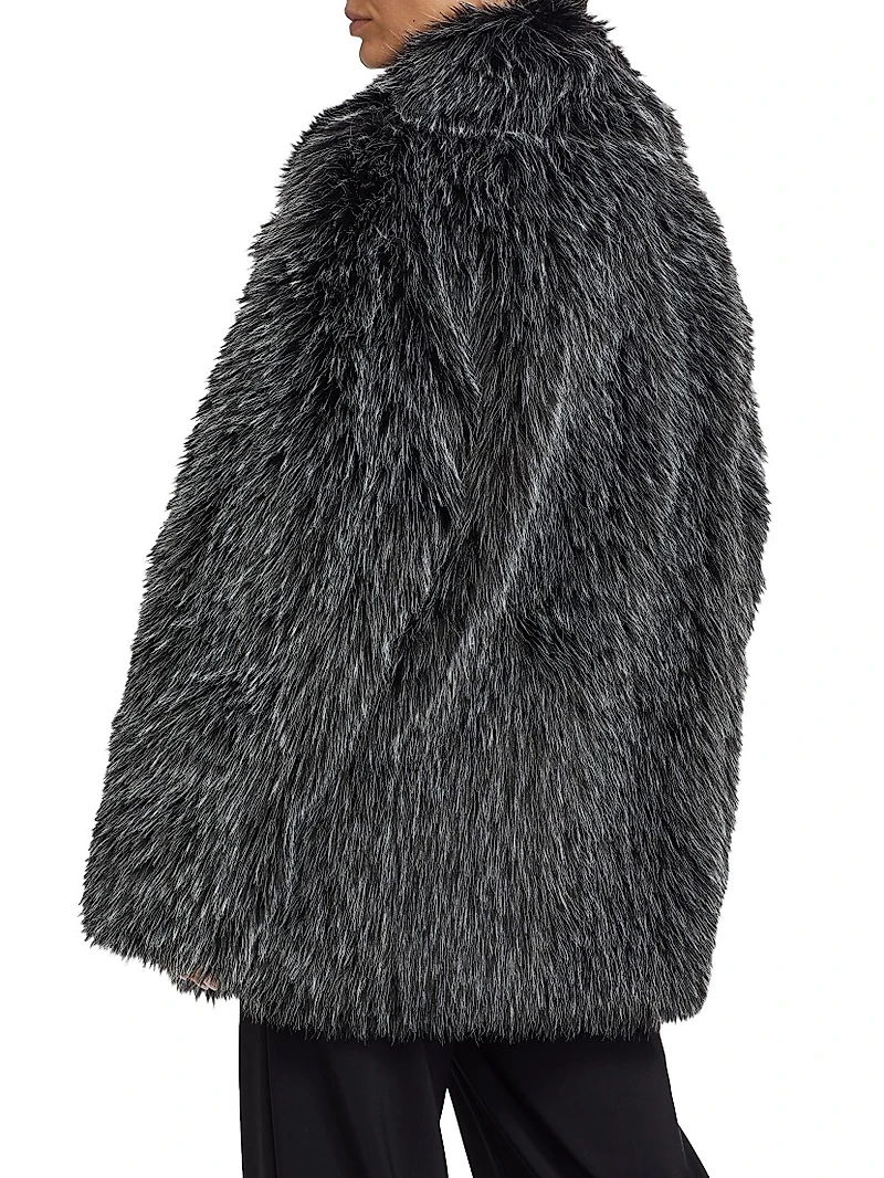 Unisex Faux-Fur Double-Breasted Peacoat
