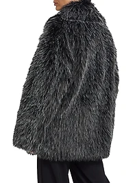 Unisex Faux-Fur Double-Breasted Peacoat