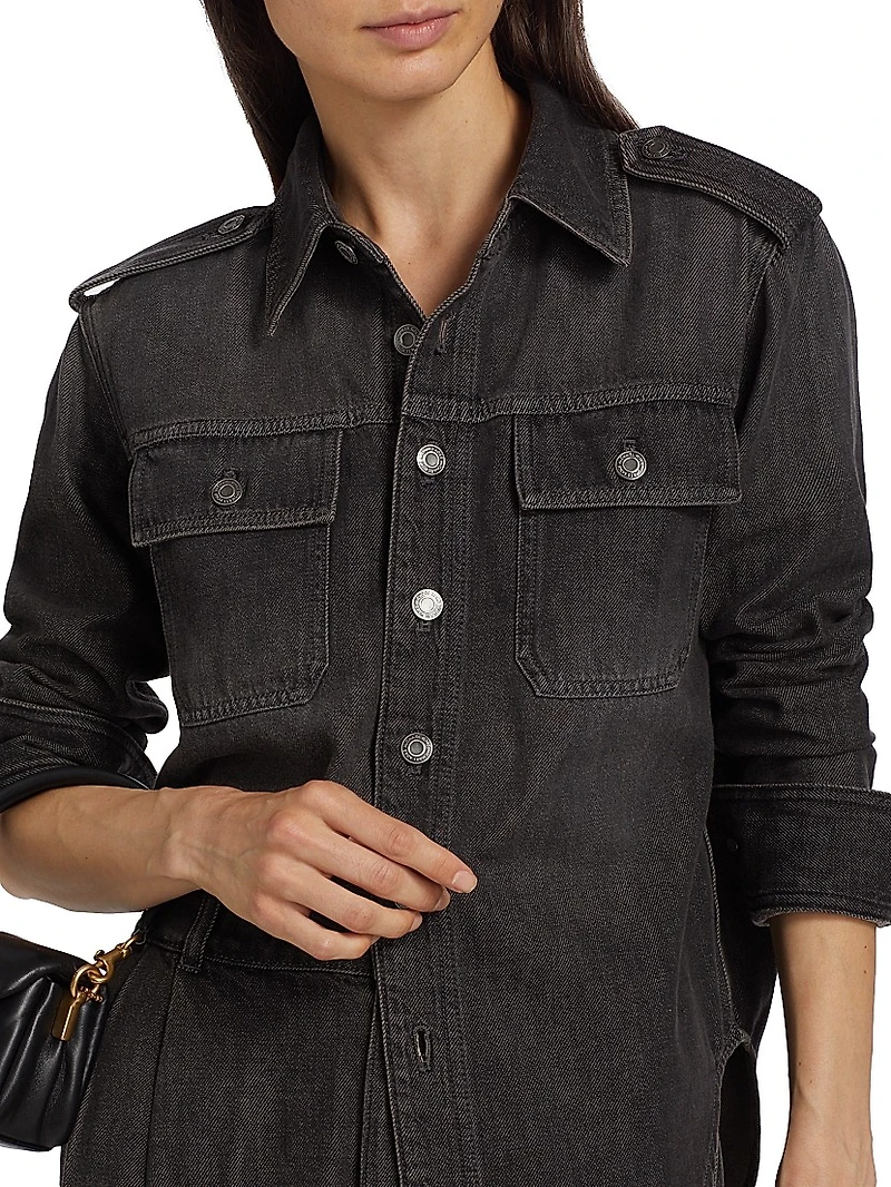 Denim Button-Front Shirt