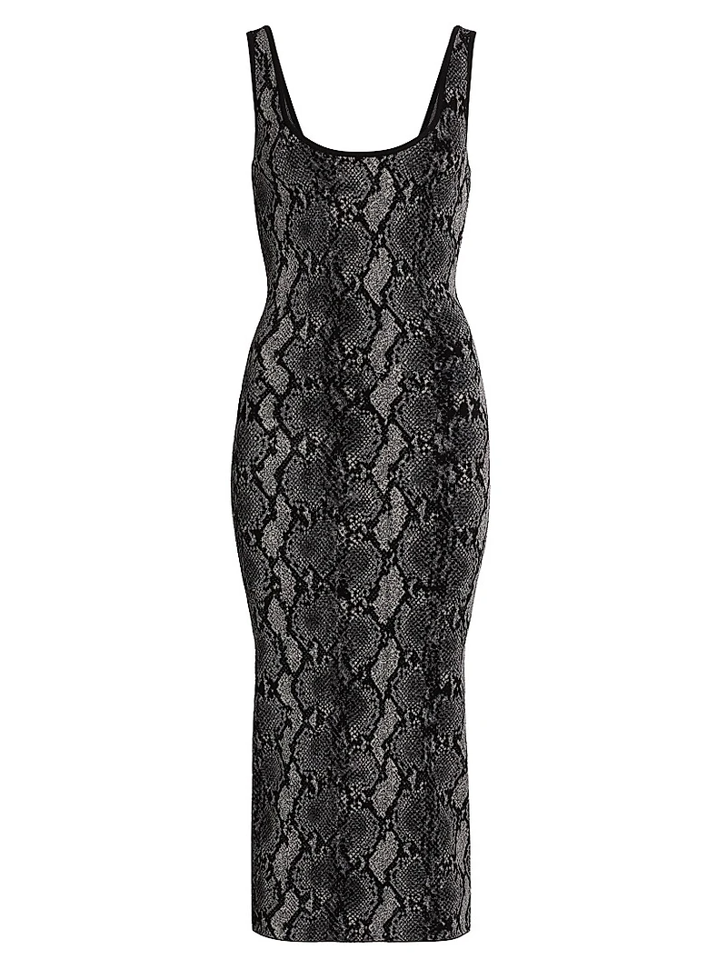 Snake Jacquard Scoopneck Midi-Dress