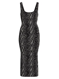 Snake Jacquard Scoopneck Midi-Dress