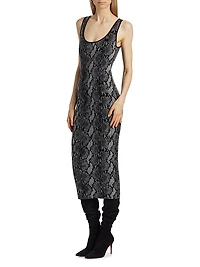 Snake Jacquard Scoopneck Midi-Dress