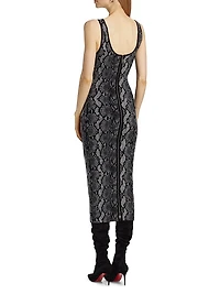 Snake Jacquard Scoopneck Midi-Dress