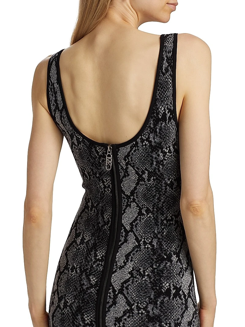 Snake Jacquard Scoopneck Midi-Dress