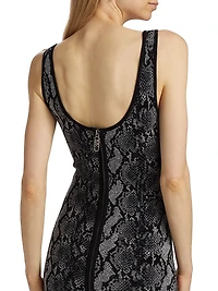 Snake Jacquard Scoopneck Midi-Dress