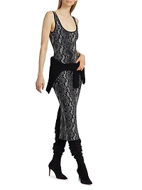 Snake Jacquard Scoopneck Midi-Dress