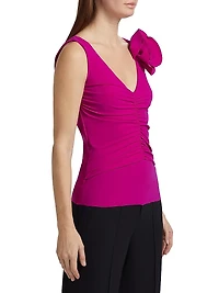 Flower V-Neck Ruched Top