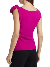 Flower V-Neck Ruched Top