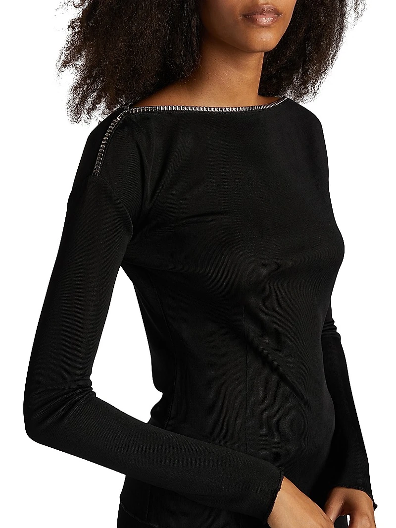 Gwenyth Embellished Jersey Top