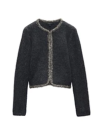 Davies Metallic-Trim Crewneck Cardigan