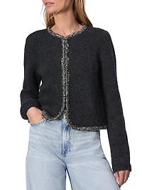 Davies Metallic-Trim Crewneck Cardigan