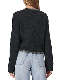 Davies Metallic-Trim Crewneck Cardigan