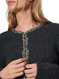 Davies Metallic-Trim Crewneck Cardigan