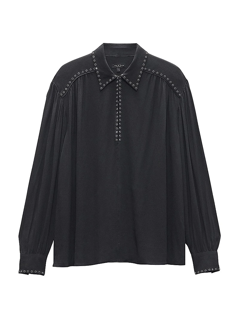 Emmy Eyelet Long-Sleeve Blouse