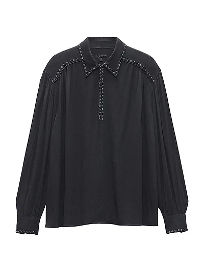 Emmy Eyelet Long-Sleeve Blouse