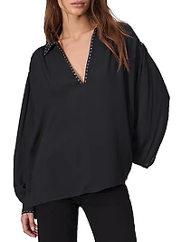 Emmy Eyelet Long-Sleeve Blouse