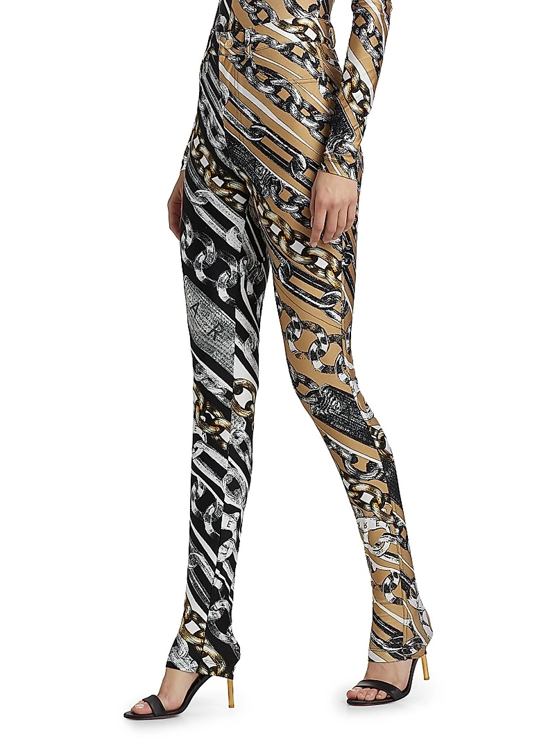 Chain-Printed High-Rise Leggings