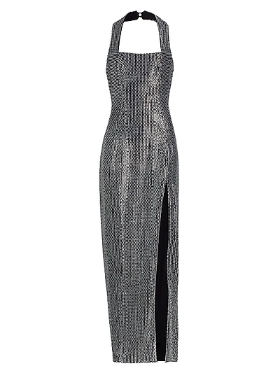 Crystal-Embellished Halterneck Gown