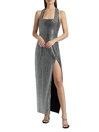 Crystal-Embellished Halterneck Gown