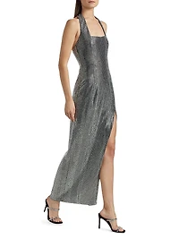 Crystal-Embellished Halterneck Gown