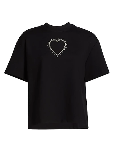 Crystal Heart Cut-Out T-Shirt