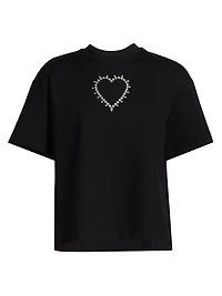 Crystal Heart Cut-Out T-Shirt