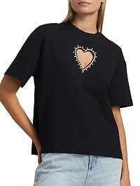Crystal Heart Cut-Out T-Shirt