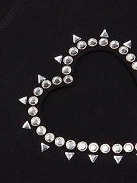 Crystal Heart Cut-Out T-Shirt