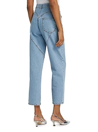 Crystal Heart Mid-Rise Straight Jeans